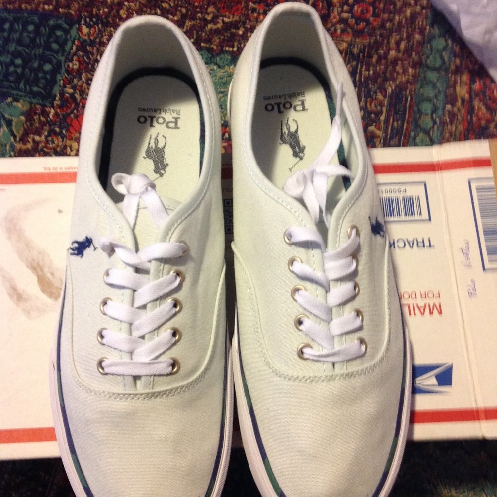 Polo Ralph Lauren Men's Very Light Green Canvas Sneakers- 11.5 - New Without Box